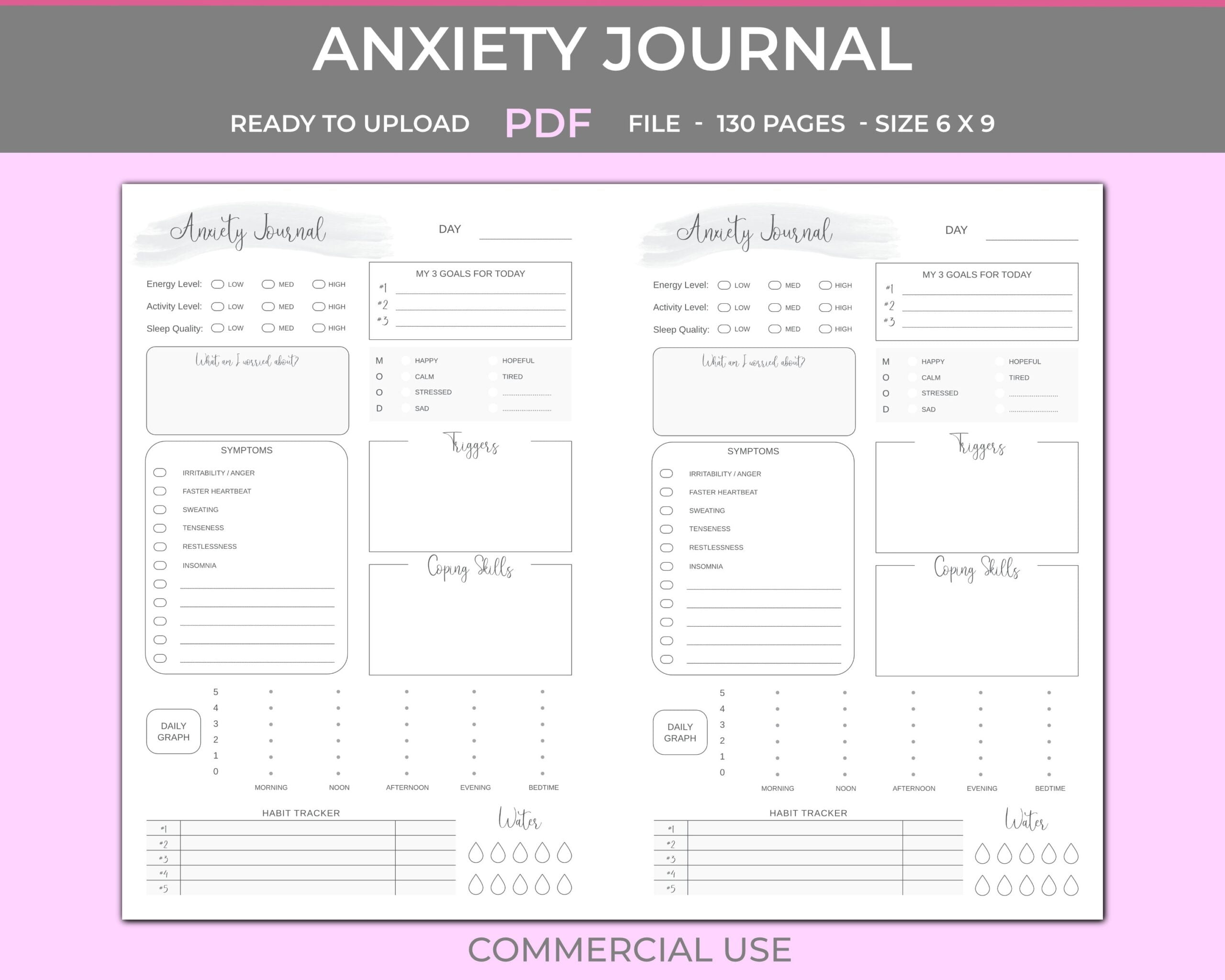 Anxiety Journal KDP Template PDF Interior Ready To Upload Etsy de