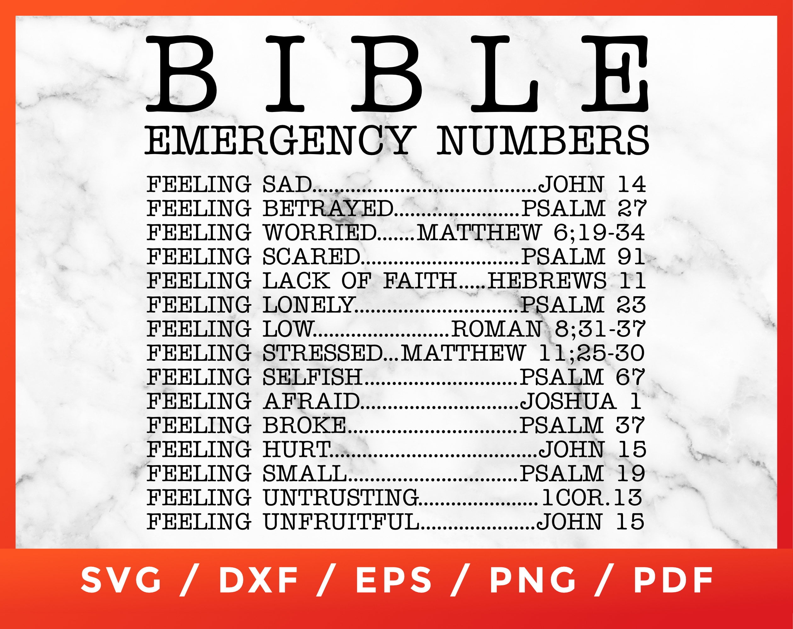 Bible Emergency Numbers Printable