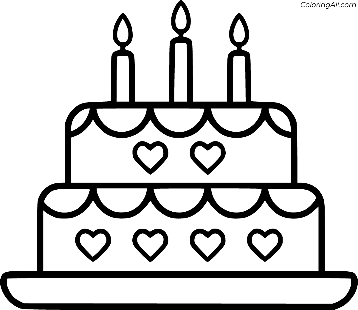 Birthday Cake Coloring Pages ColoringAll