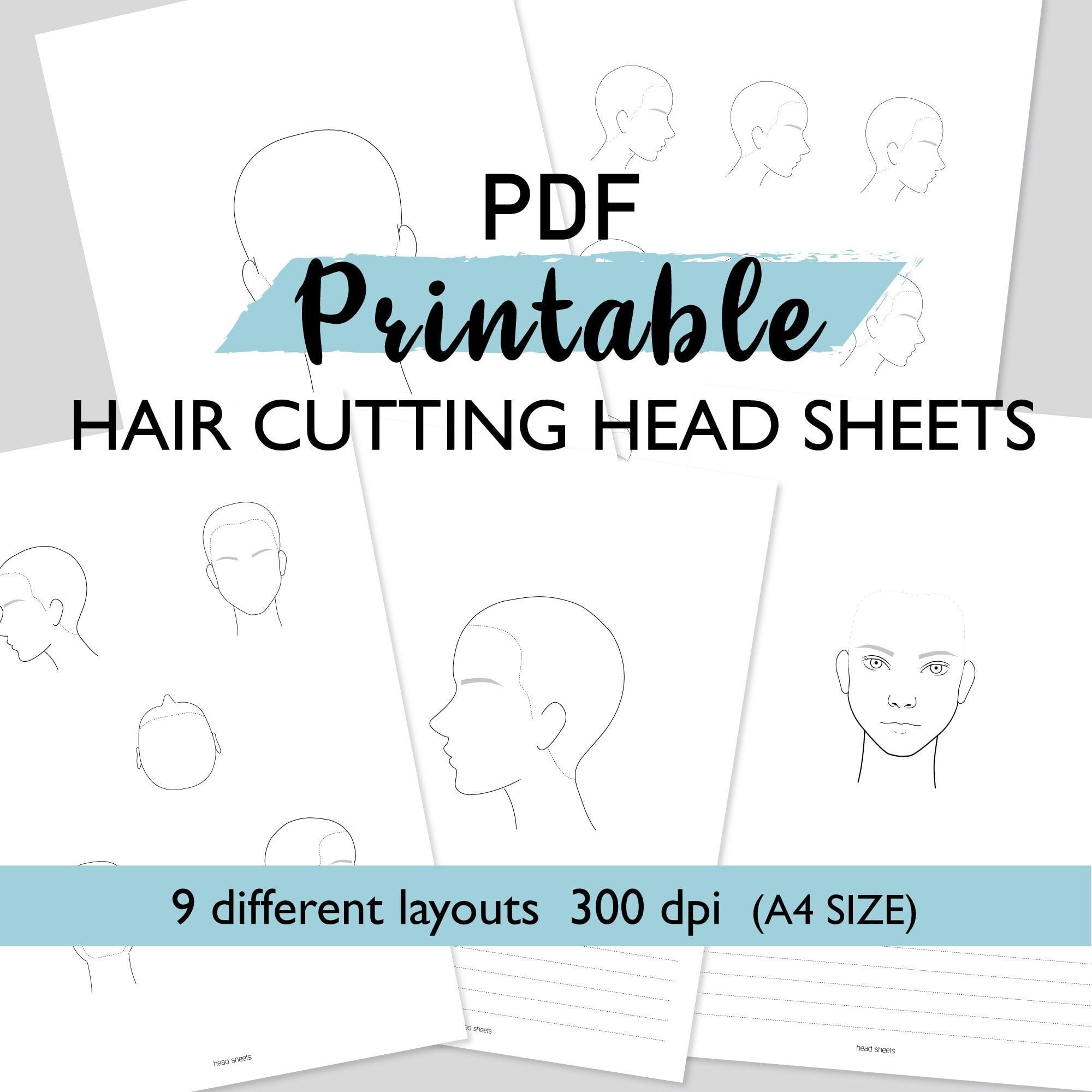 Blank Hair Cutting Head Sheets PDF Printable A4 Size For Etsy de