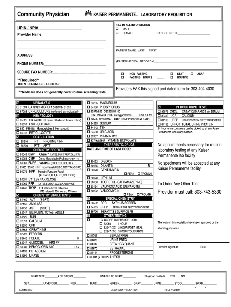 Blank Printable Lab Requisition Forms Fill Out Sign Online DocHub