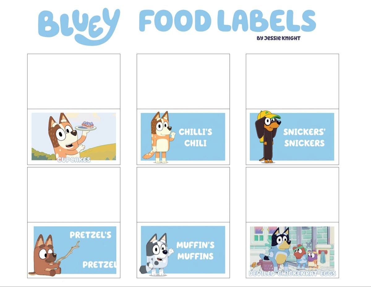 Bluey Party Food Labels In 2022 2nd Birthday Party Themes Animal Birthday Party Boy Birthday Parties