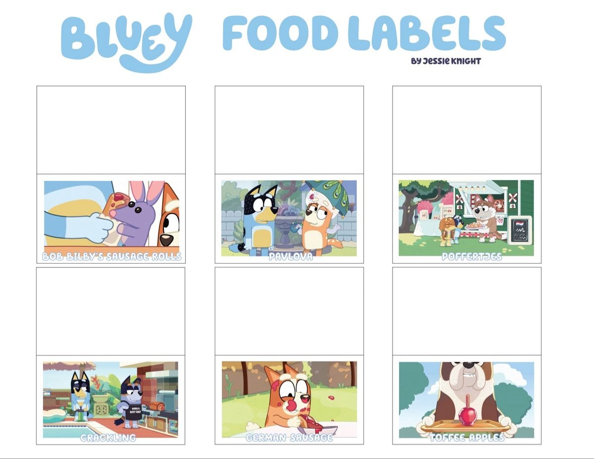 Printable Bluey Party Food Labels