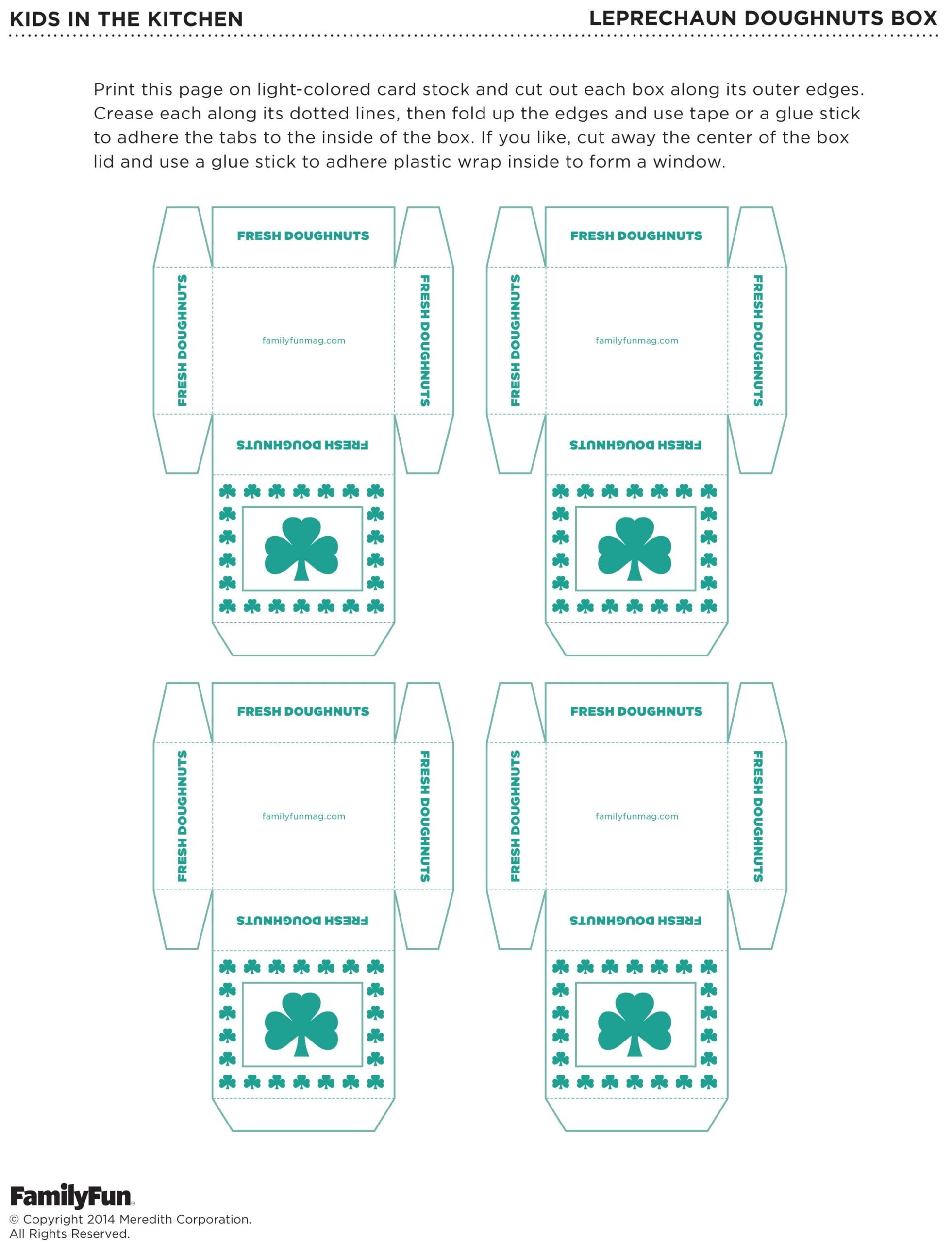 Box Template For Mini Donuts St Patrick s Day Crafts Box Template Paper Trail