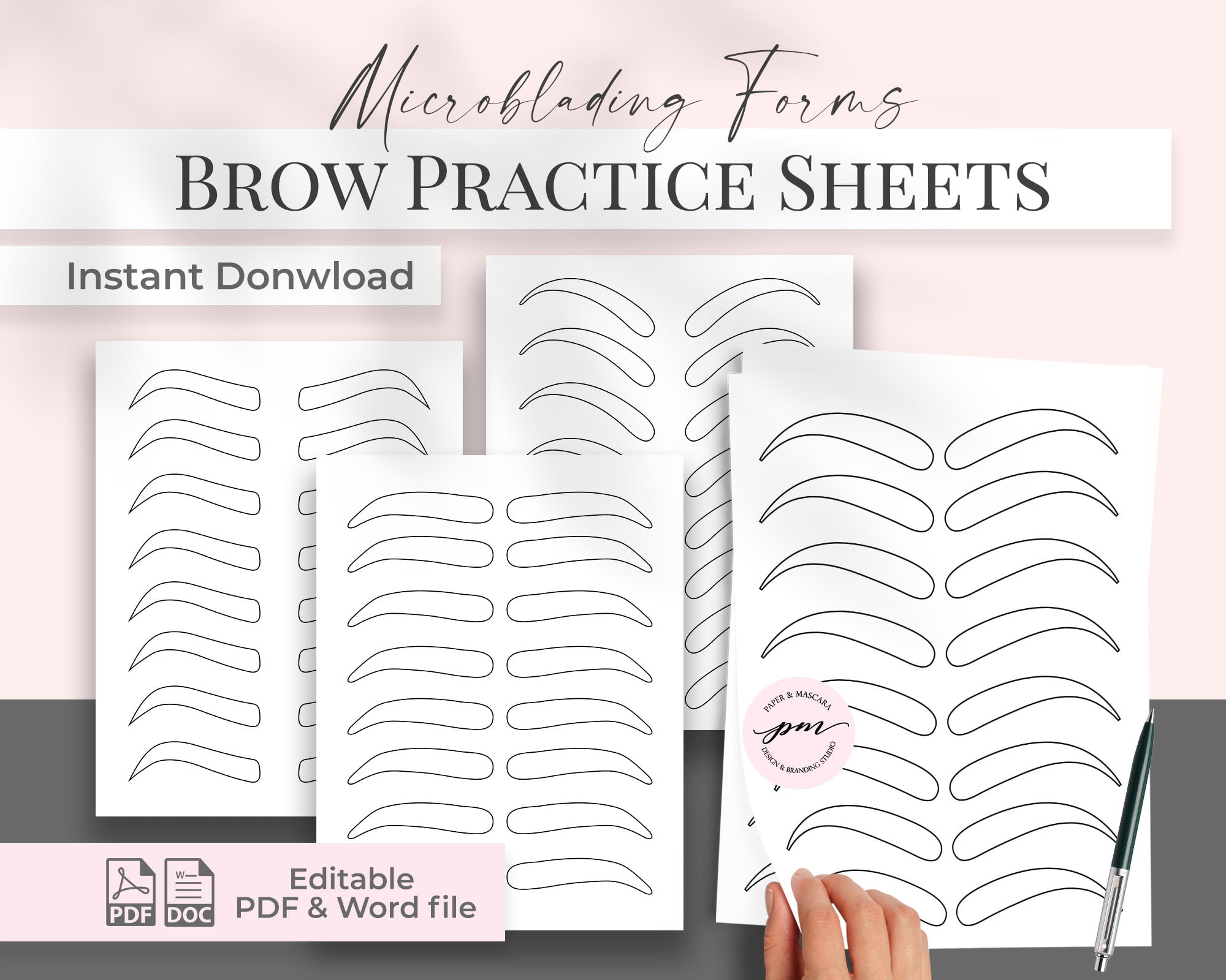 Brow Practice Sheets Eyebrow Microblading Practice Sheets Etsy de