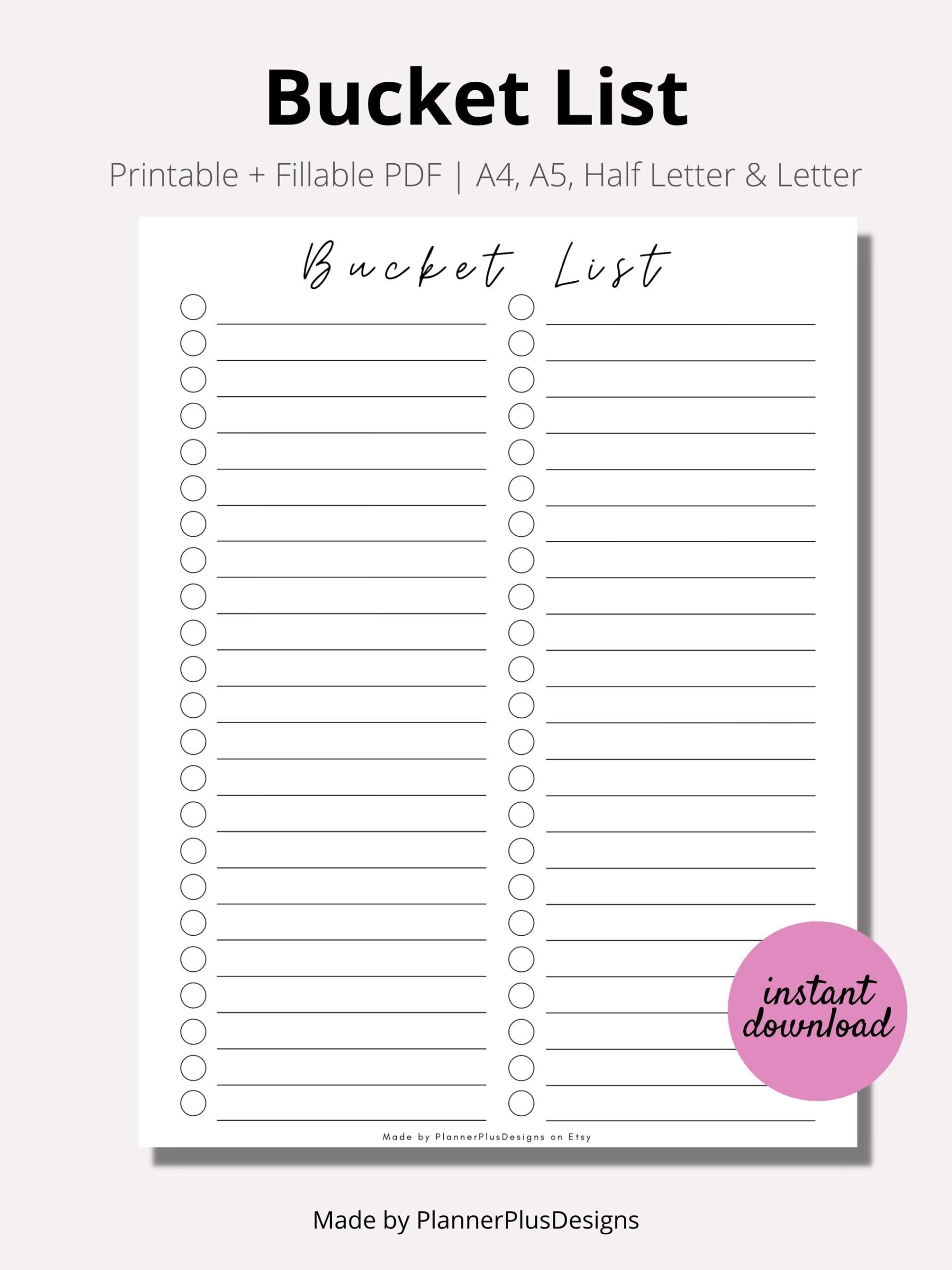 Bucket List Bucket List Tracker Printable Bucket Etsy sterreich