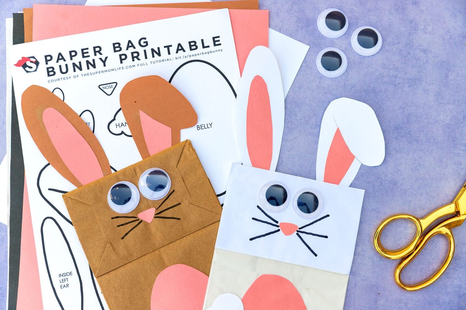 Printable Paper Bag Bunny Template