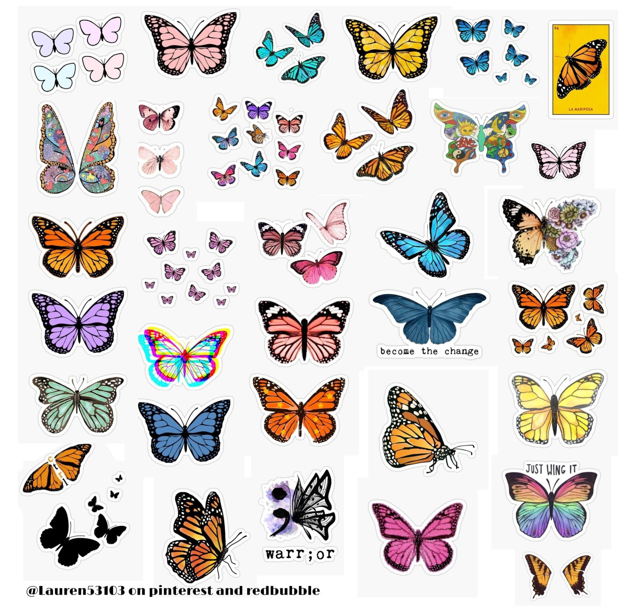 Butterfly Sticker Pack Sticker By Lauren53103 blue vintage stickers bluevintagestickers Decorate And Personalize 
