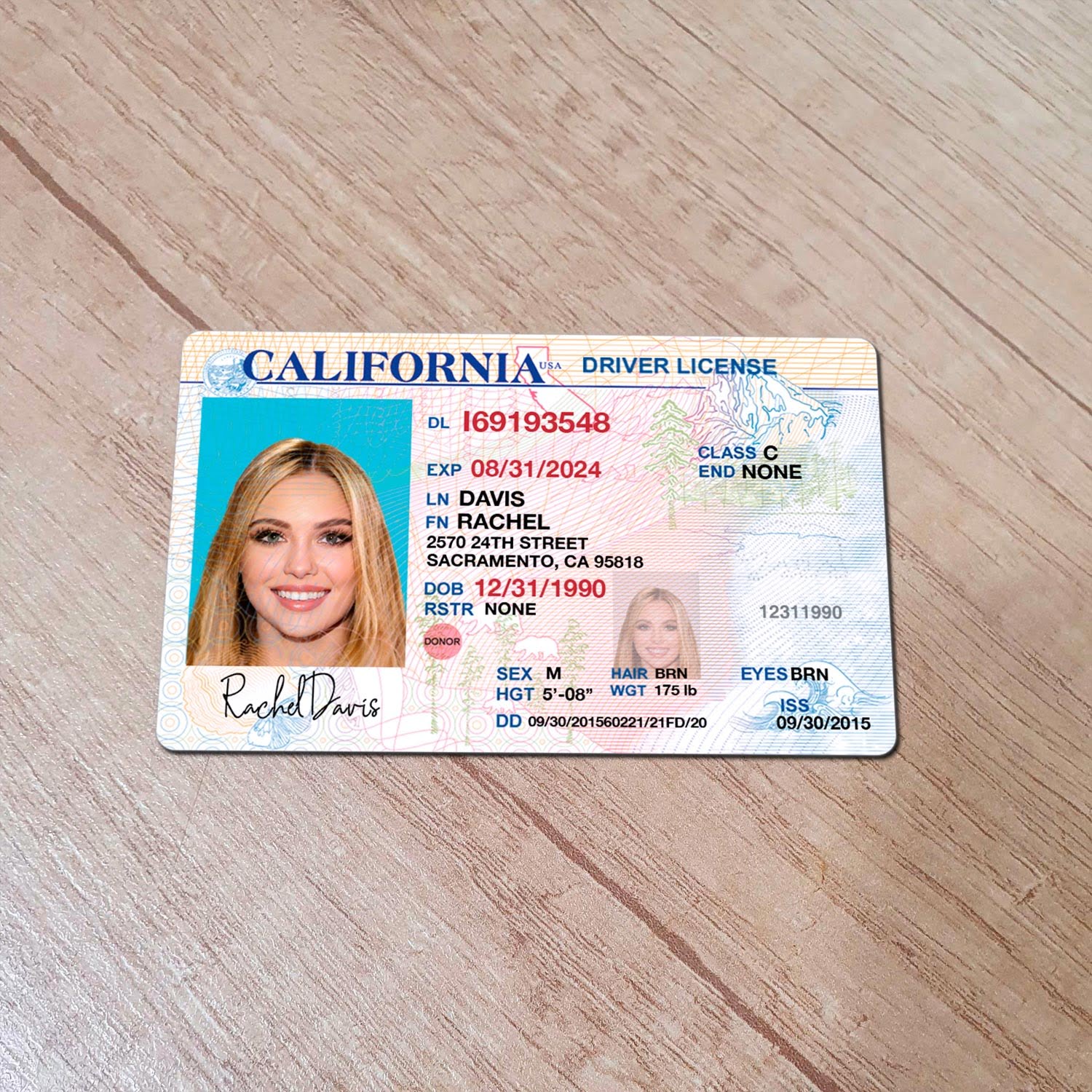 California Drivers License Template