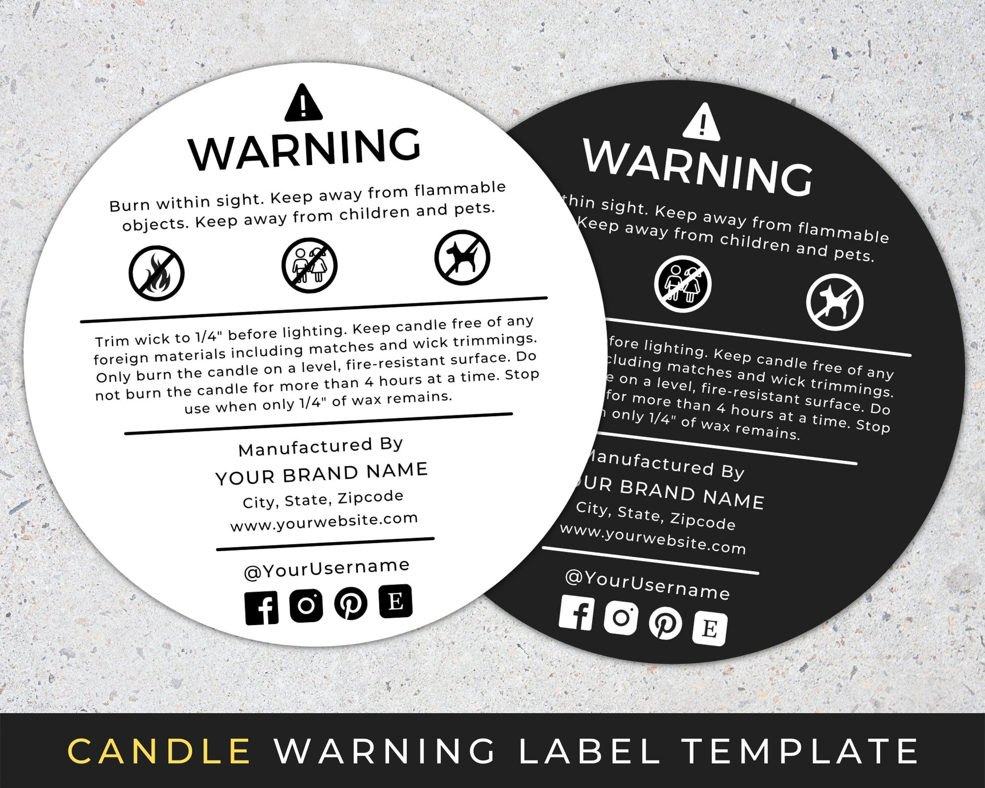 Candle Warning Label Template Editable Candle Safety Label Etsy de