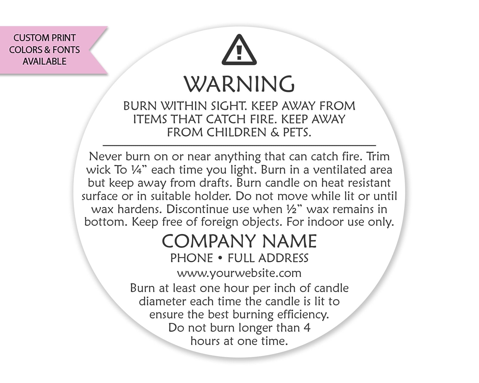 Candle Warning Labels Candle Warning Stickers Custom Candle Etsy de