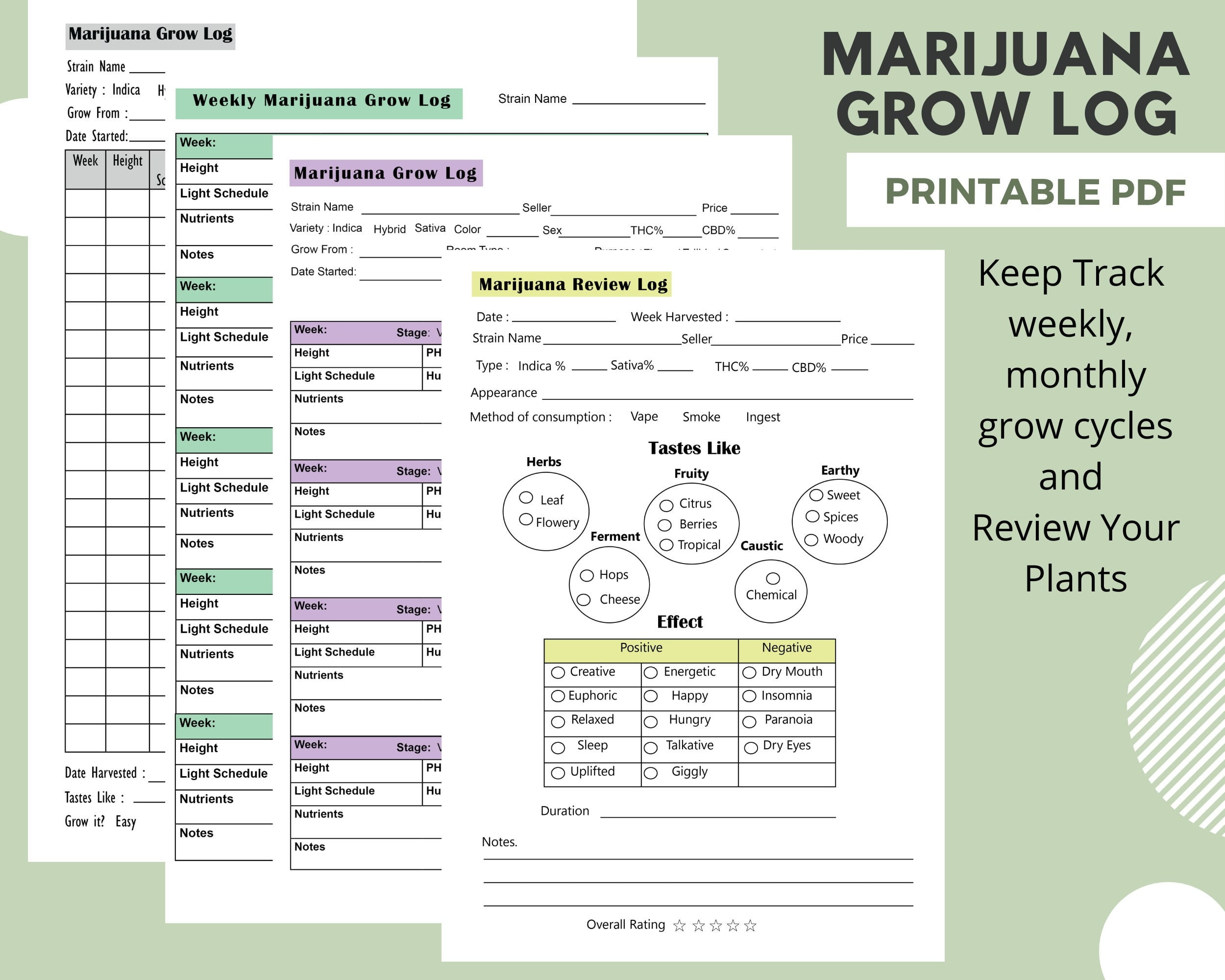 Cannabis Grow Log Weekly Marijuana Grow JournalMonthly And Etsy de