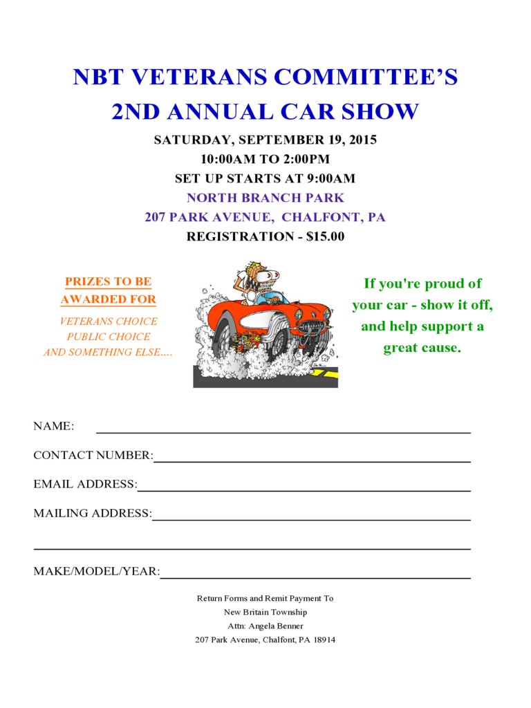 Car Show Registration Form Template Registration Form Sample Registration Form Car Show