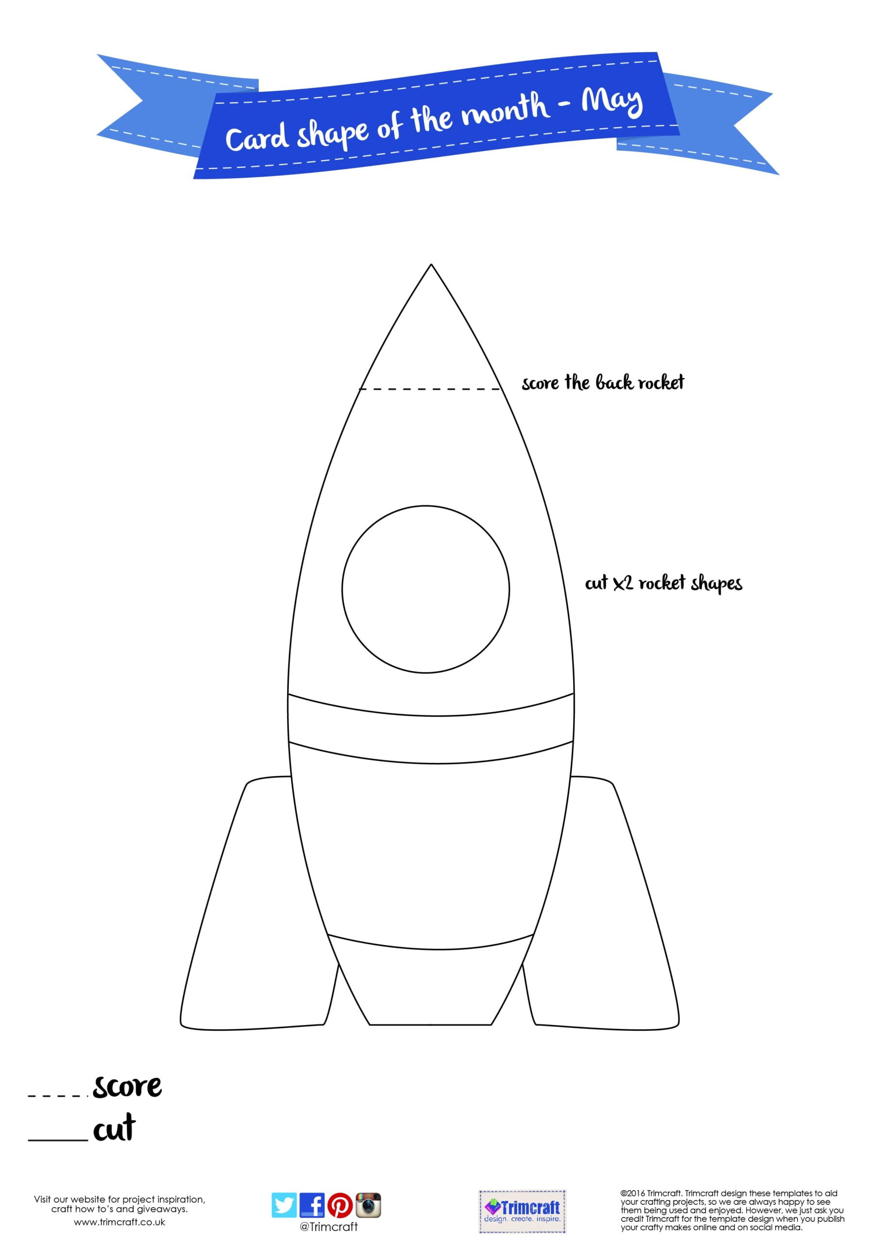 Card Shape Of The Month Rocket Ship Card Tutorial With Free Template Rocket Ship Craft Rocket Ship Party Printable Rocket Ship