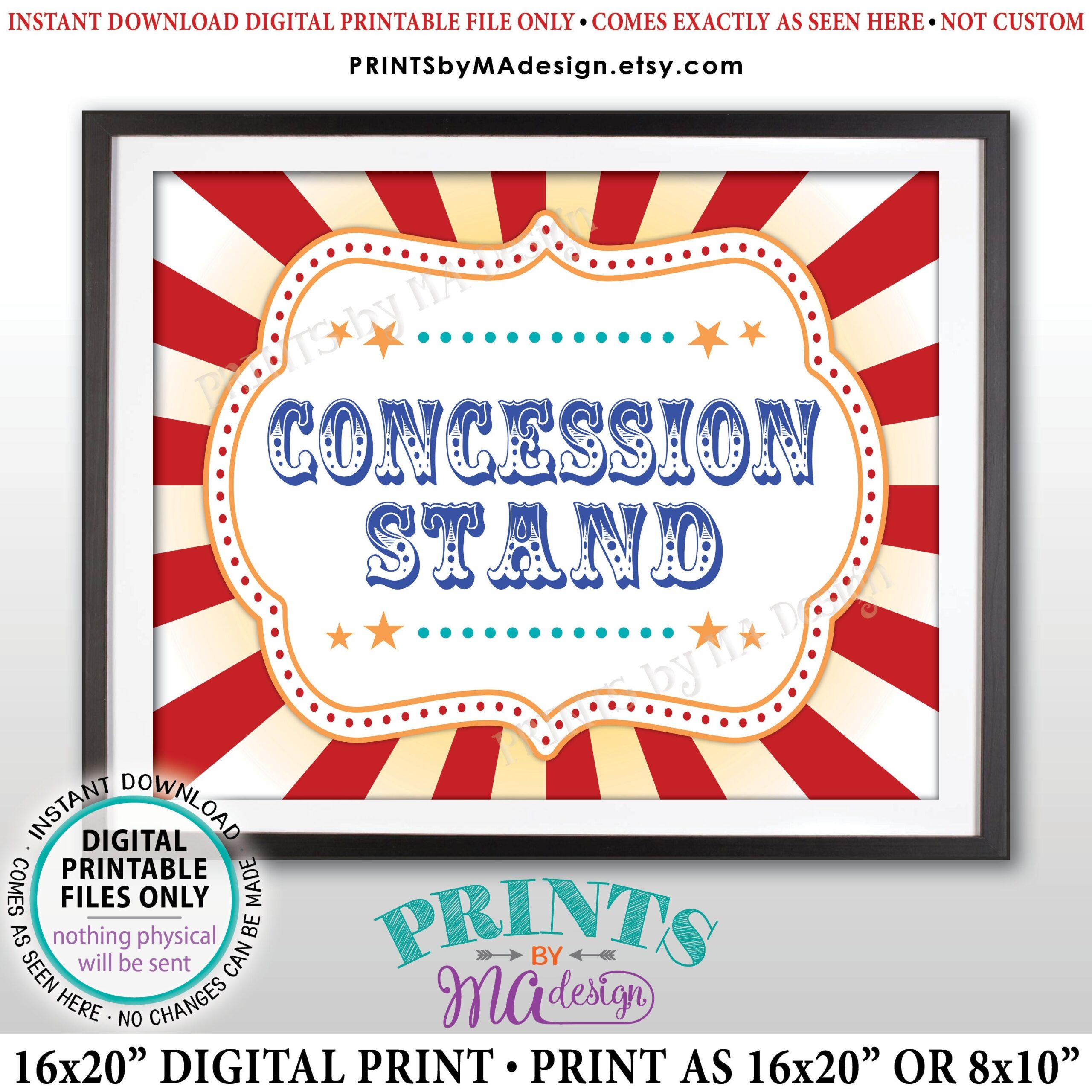 Carnival Party Concession Stand Sign Concessions Carnival Etsy de