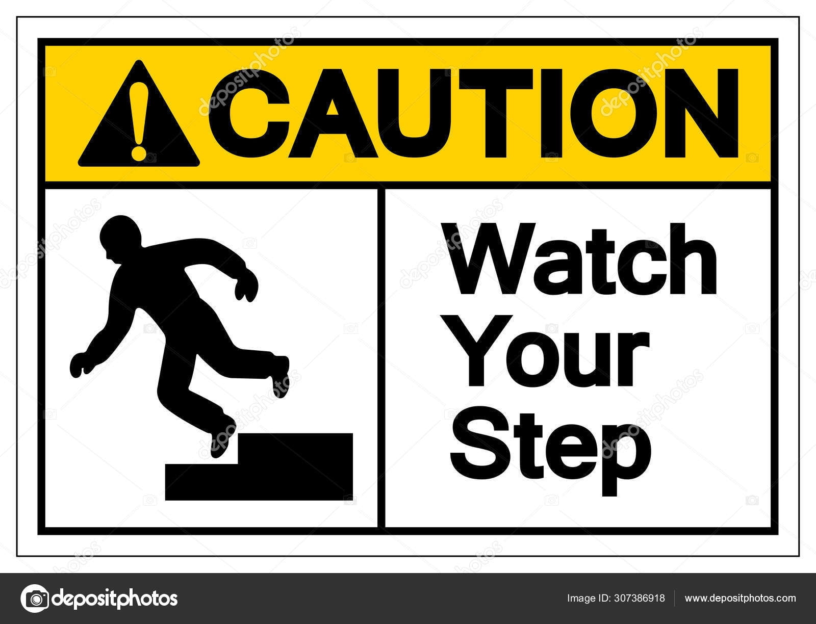 Caution Watch Your Step Symbol Sign Vector Illustration Isolated On White Background Label EPS10 Stock Vector Image By Technicsorn 307386918