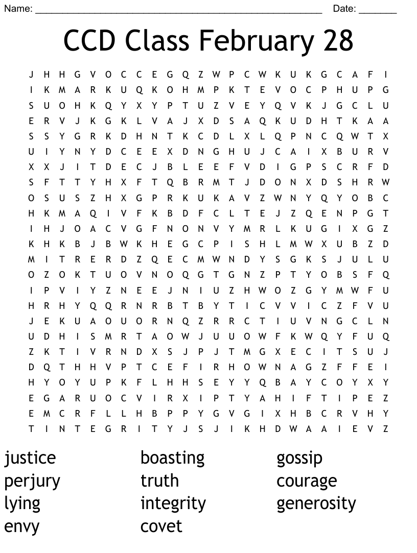February Word Search Printable