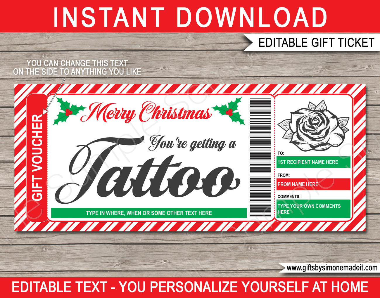 Printable Tattoo Gift Certificate Template Free