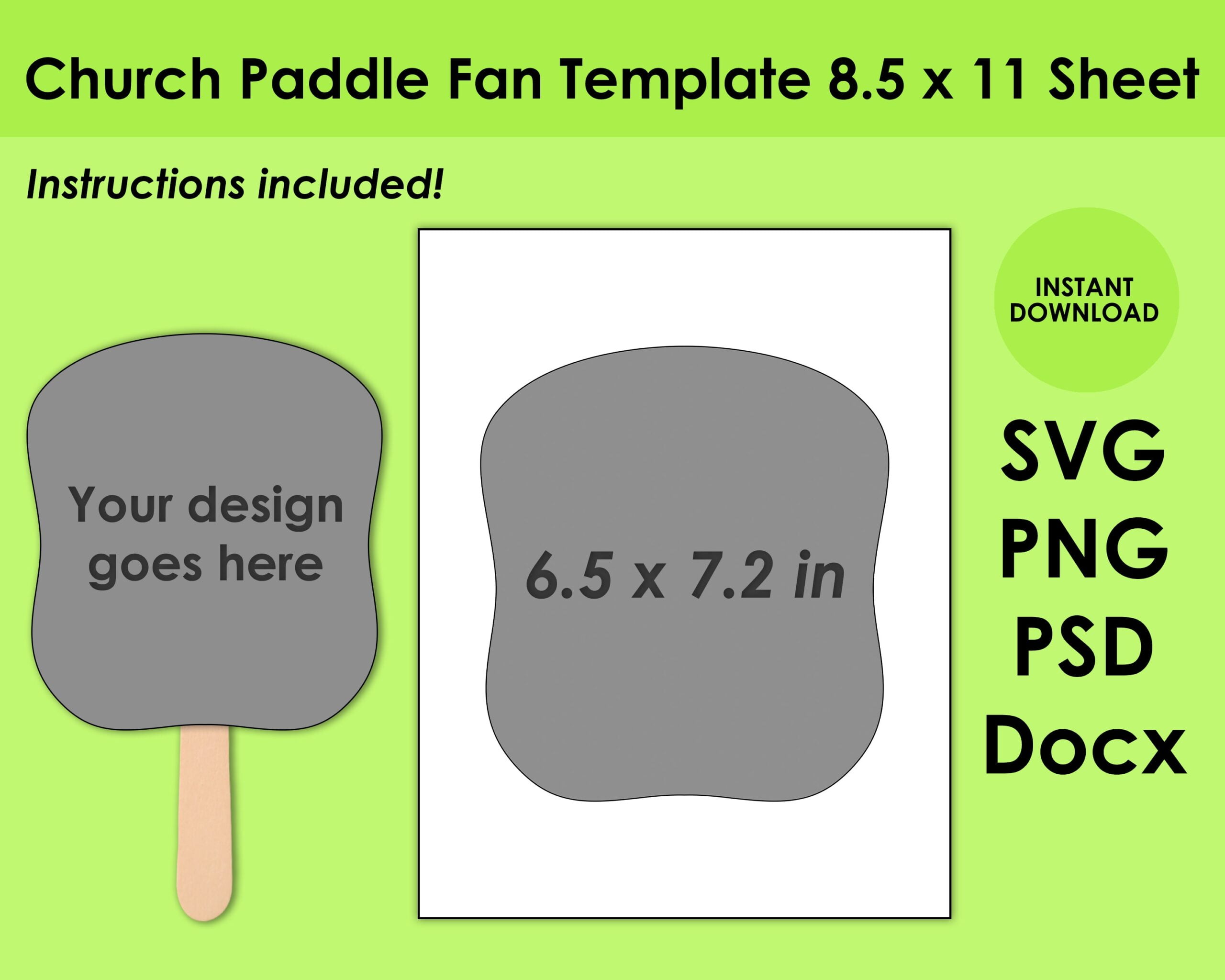 Church Paddle Fan Template 8 5x11 Sheet SVG PNG PSD And Docx Etsy