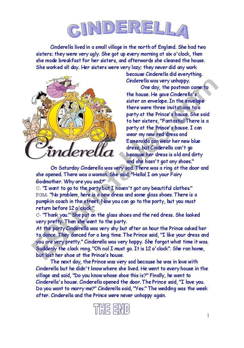 Cinderella ESL Worksheet By Fabbima
