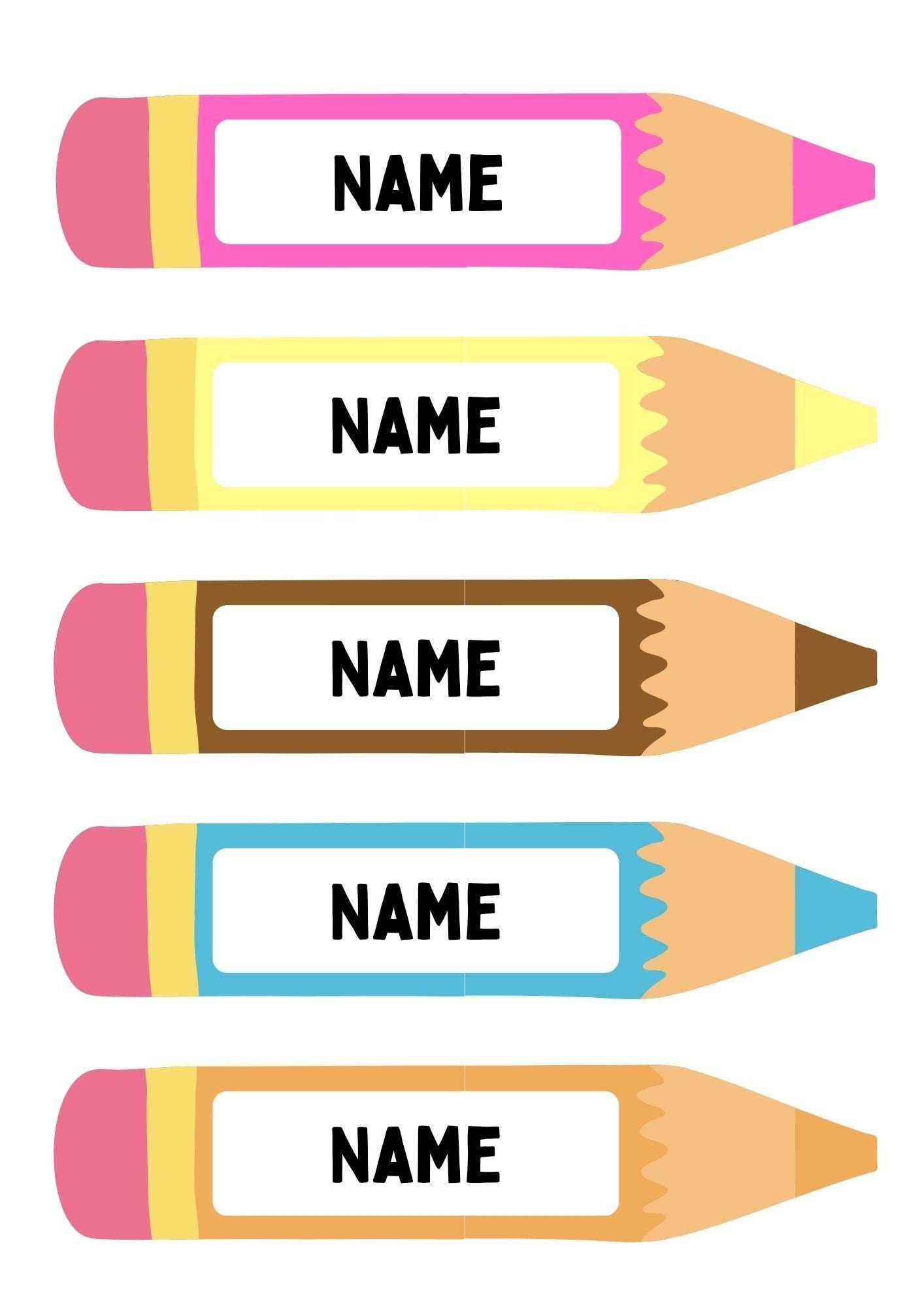 Colorful Pencil Name Tag Printable Template SVG Etsy Ireland