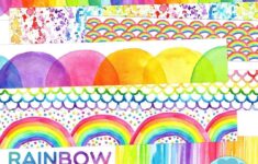 Colorful Rainbow Watercolor Bulletin Board Borders Printable Etsy de