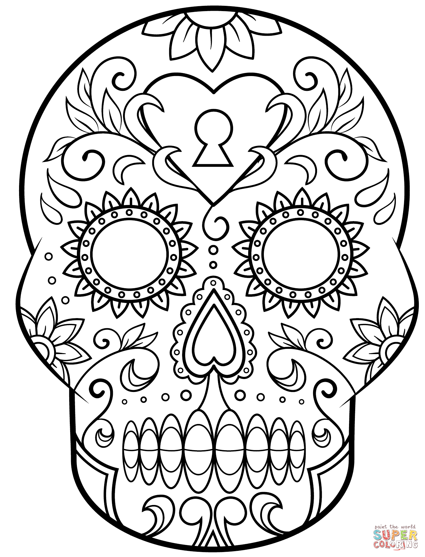 Coloring Pages Of Skulls For Day Of The Dead Coloring Home