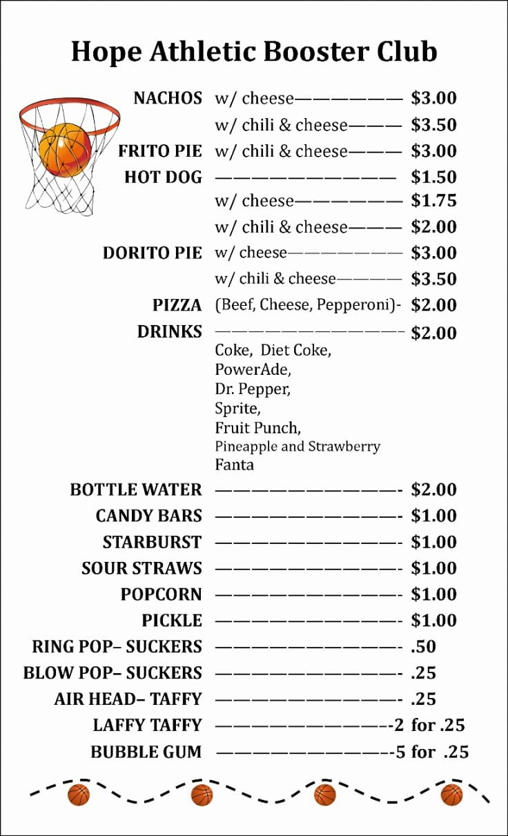 Concession Stand Price List Template Namabayi With Regard To Concession Stand Menu Template 10 Concession Stand Menu Concession Stand Concession Stand Food