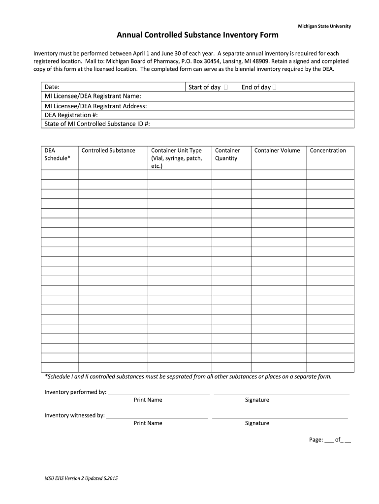 Controlled Substance Inventory Form Pdf Fill Out Sign Online DocHub