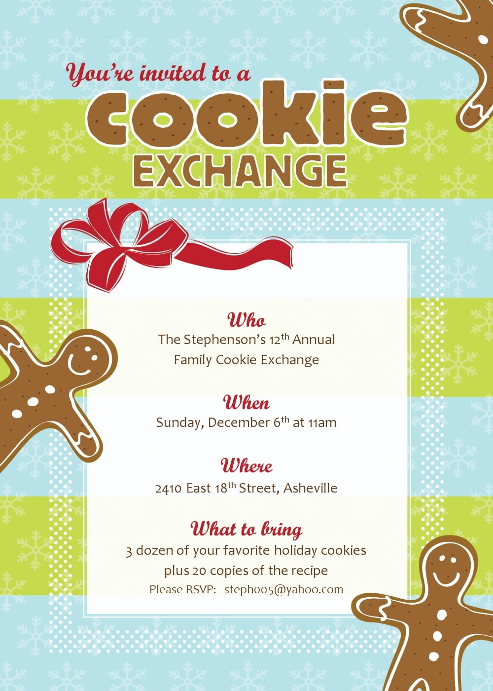 Printable Cookie Exchange Rules Template