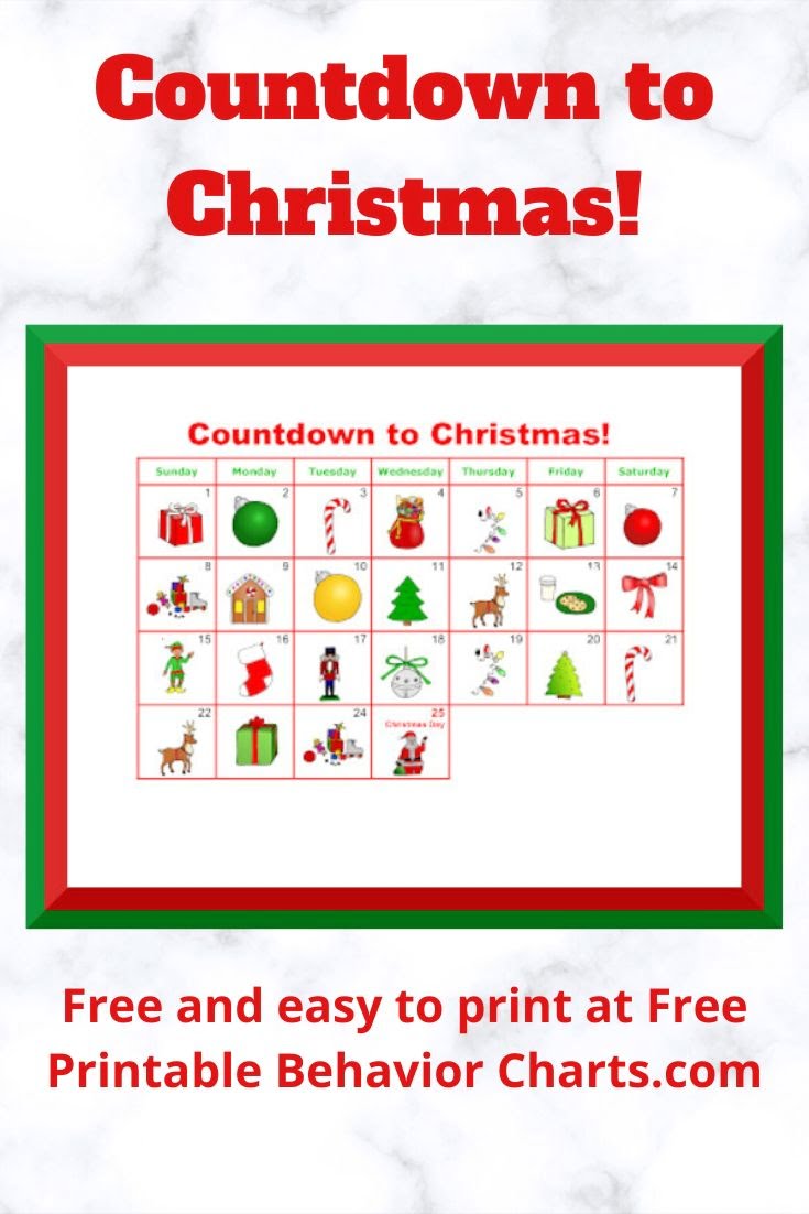 Count The Days Until Christmas Printable Reward Charts Free Printable Behavior Chart Behaviour Chart