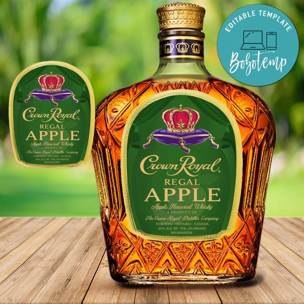 Crown Royal Regal Apple Label For Birthday Customizable DIY Bobotemp