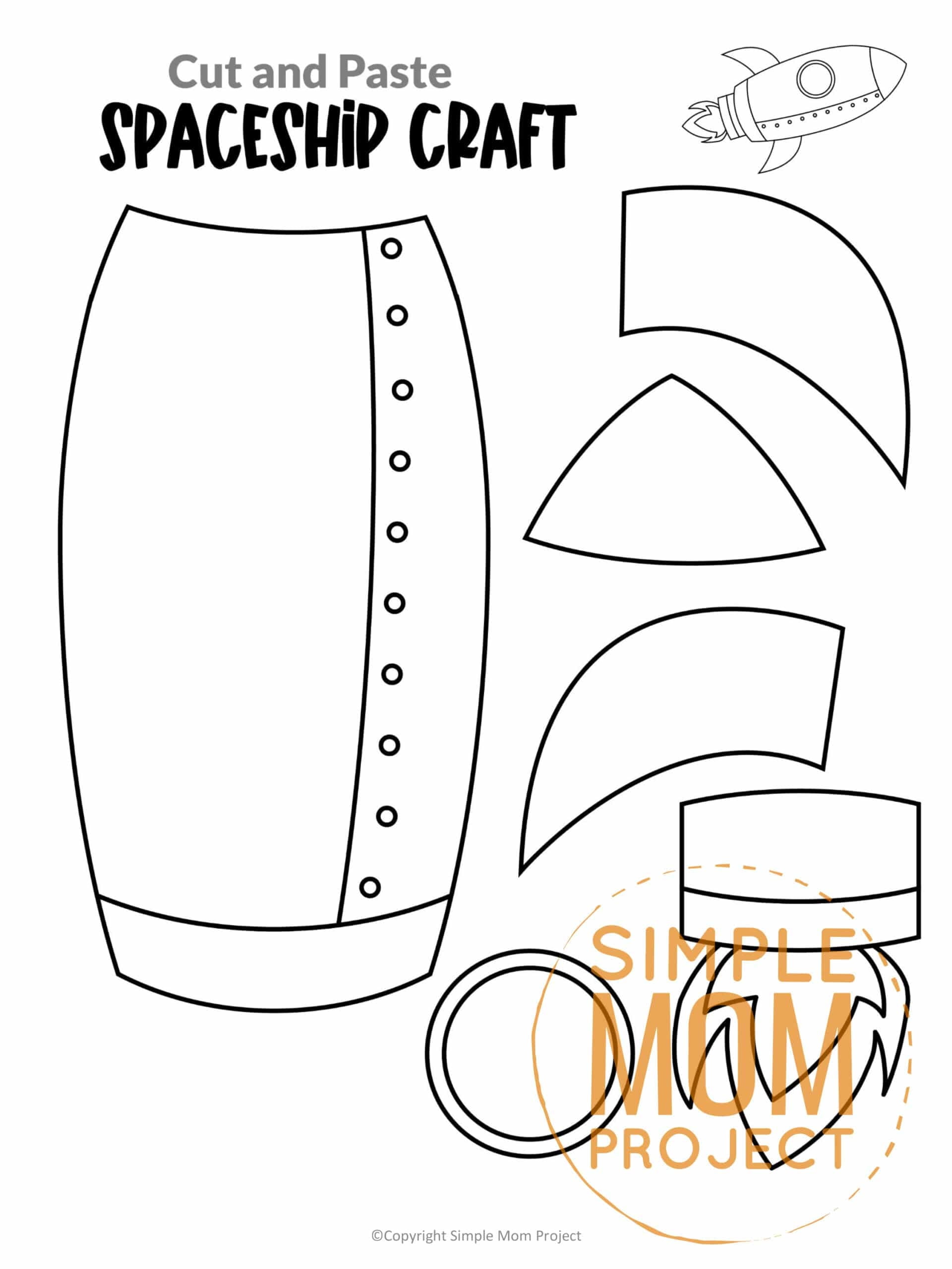 Cut And Paste Rocket Ship Craft With Spaceship Template Simple Mom Project