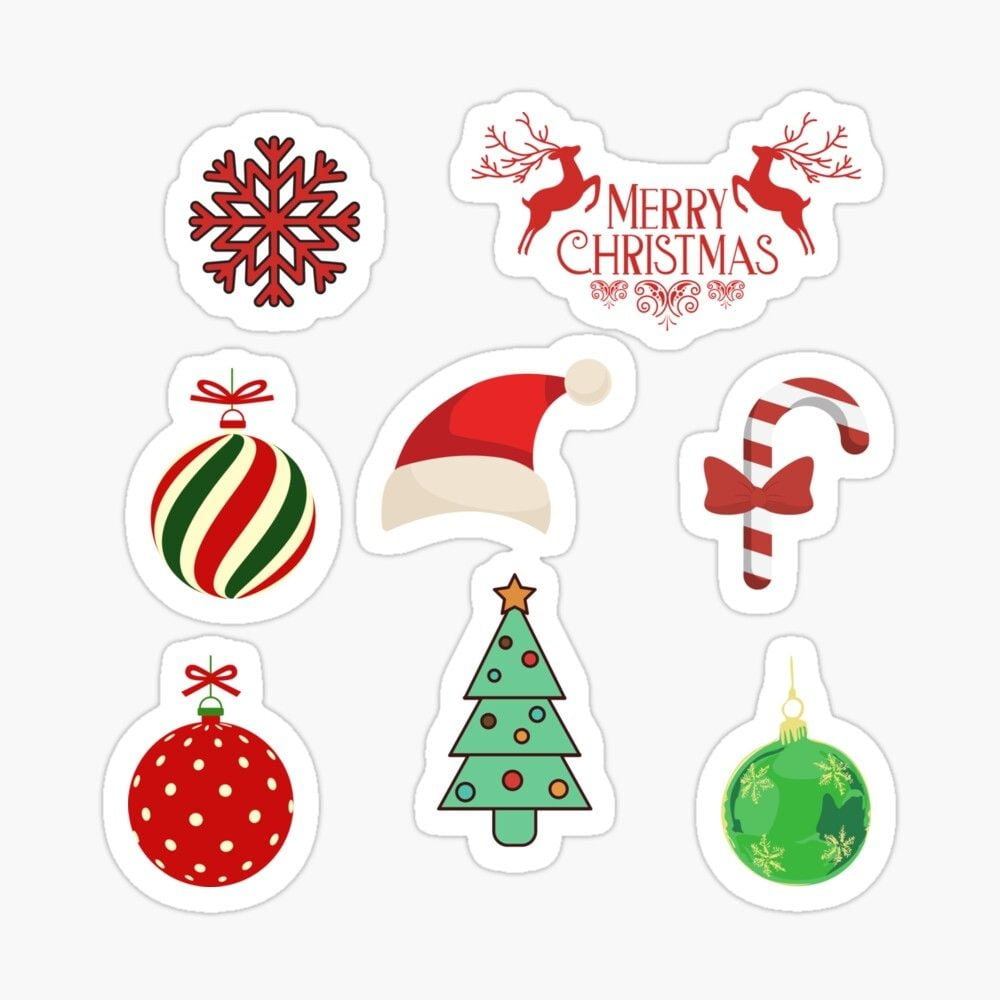 CUTE MERRY CHRISTMAS STICKER PACK GIFT Sticker By HichemAL Christmas Stickers Printable Christmas Stickers Xmas Sticker