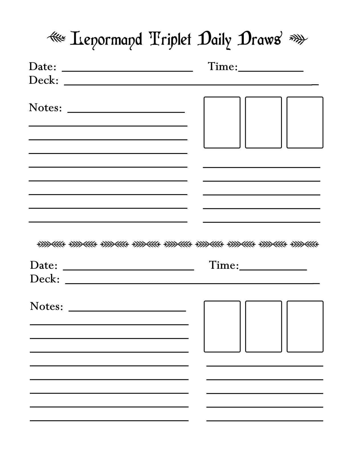 Free Printable Tarot Journal Pages