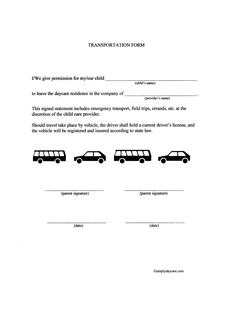 Daycare Transportation Form Fill Online Printable Fillable Blank PdfFiller