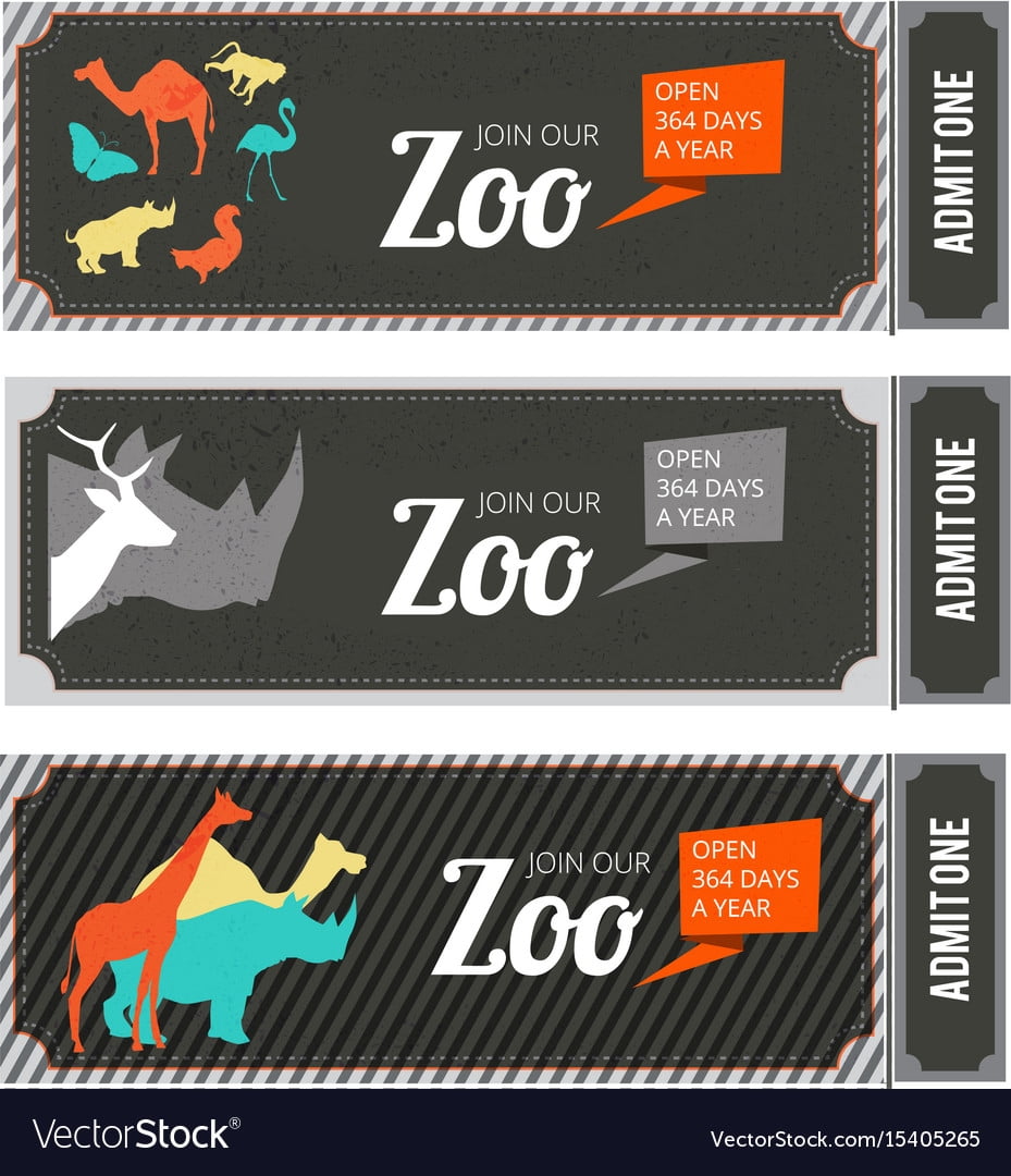 Design Template Of Zoo Tickets With Different Wild