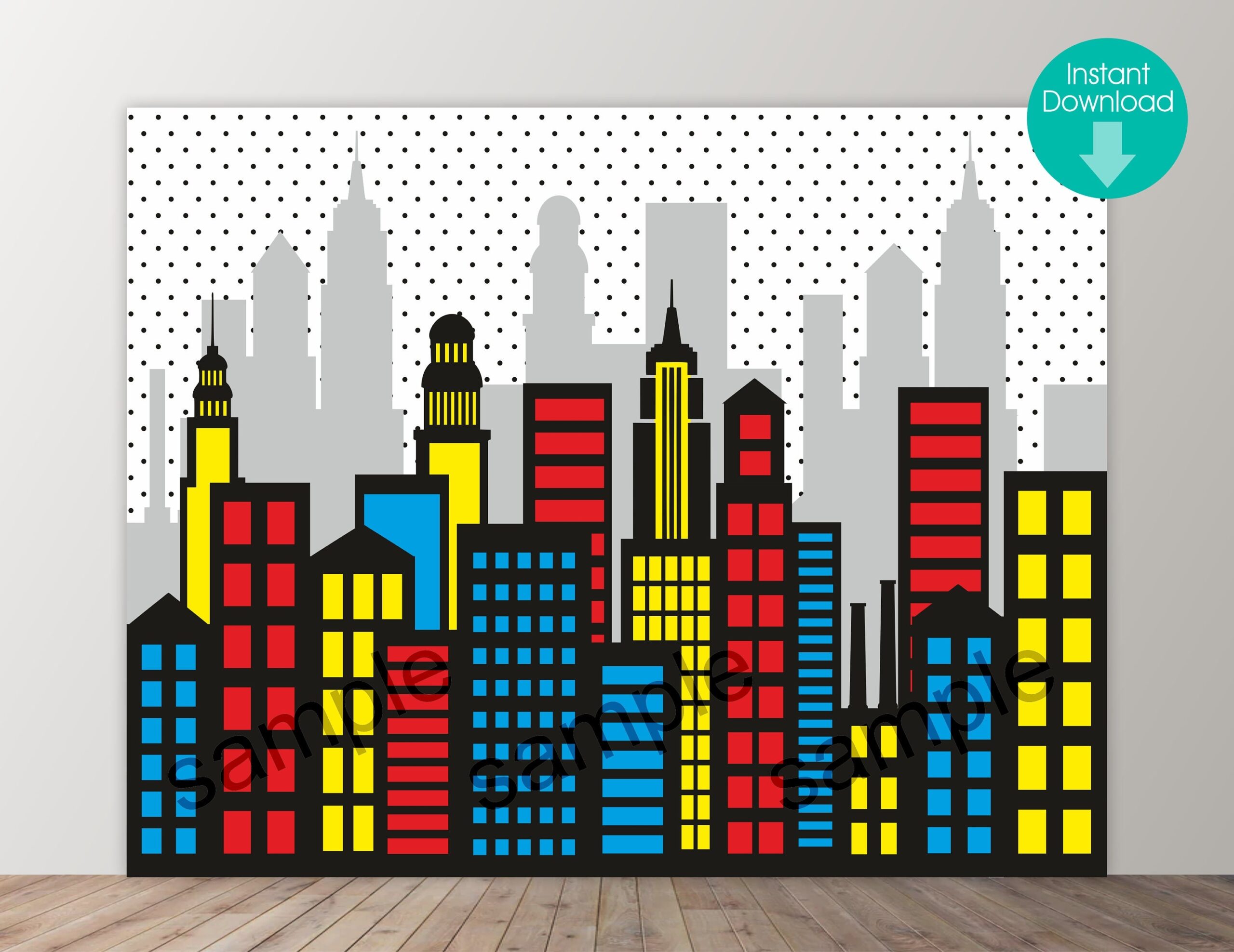 DIGITAL City Skyline Buildings Printable Backdrop Comic Etsy de