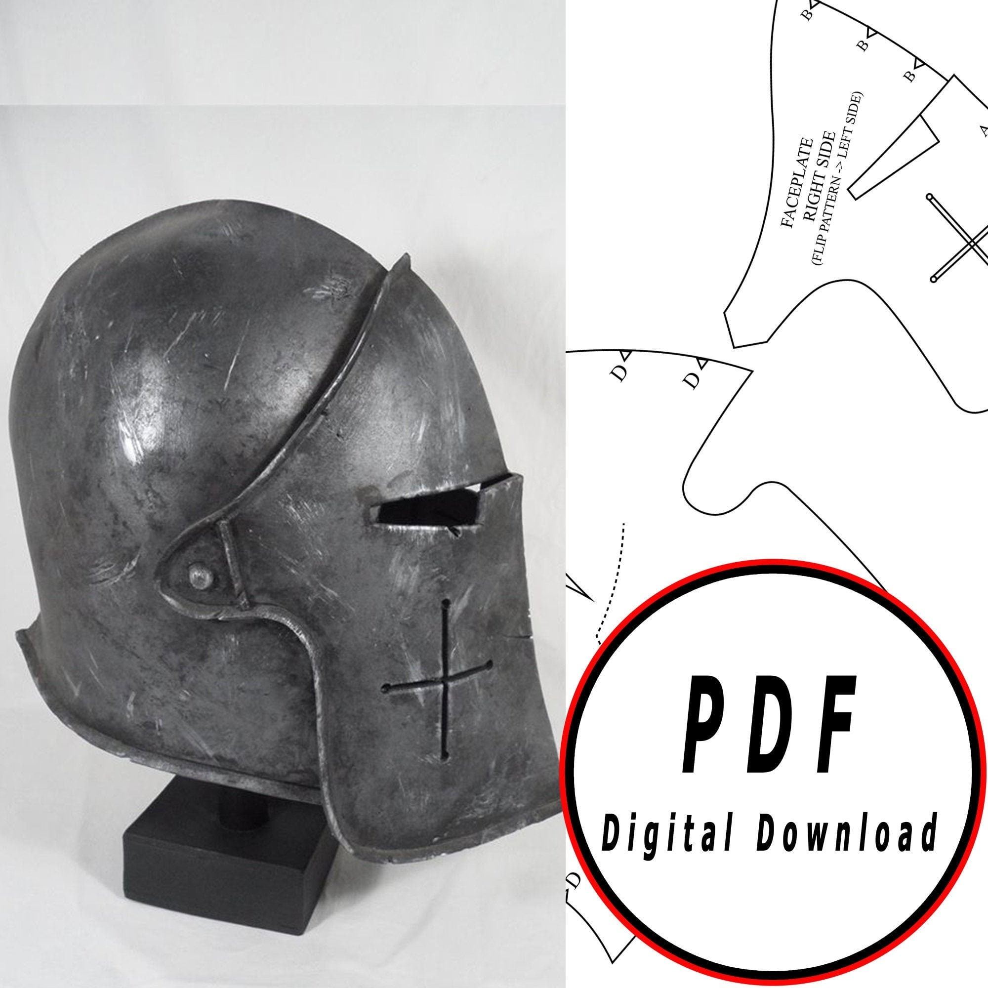 DIY Knight Barbute Eva Foam Helmet Warden Template Pattern Etsy de