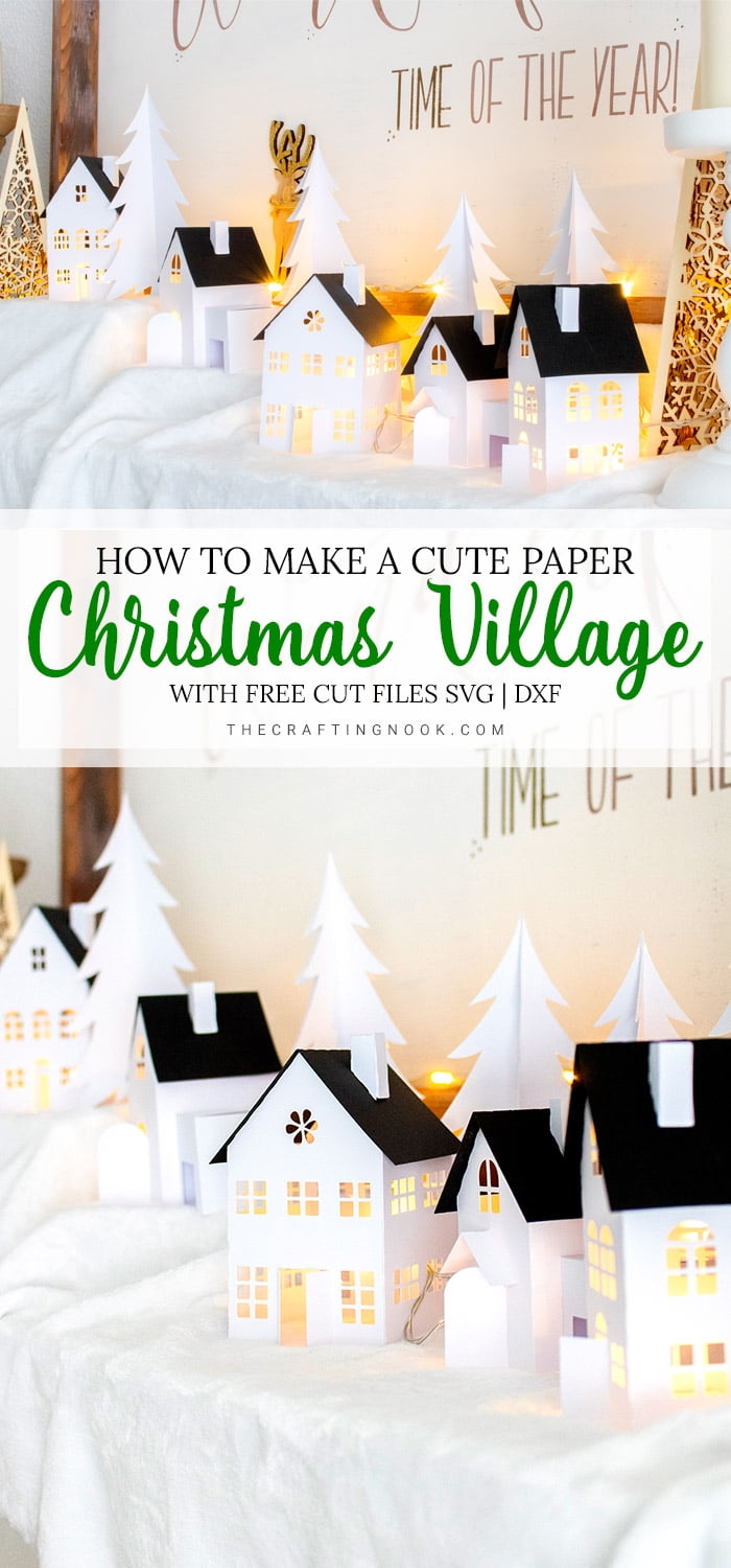 DIY Paper Christmas Village Free Cut Files The Crafting Nook