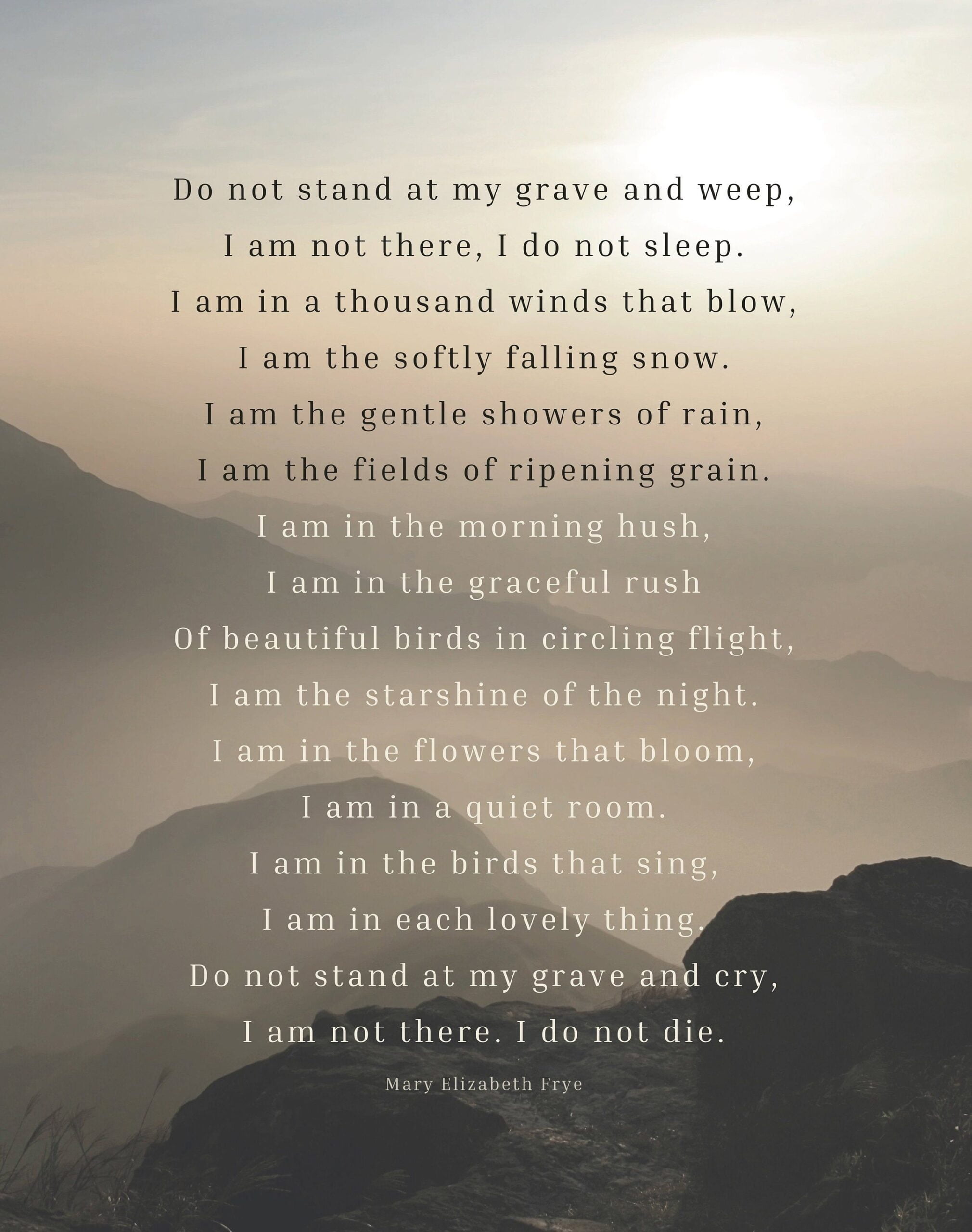 Do Not Stand At My Grave And Weep Instant Download Printable Etsy Funeral Poems Poems Poems Beautiful