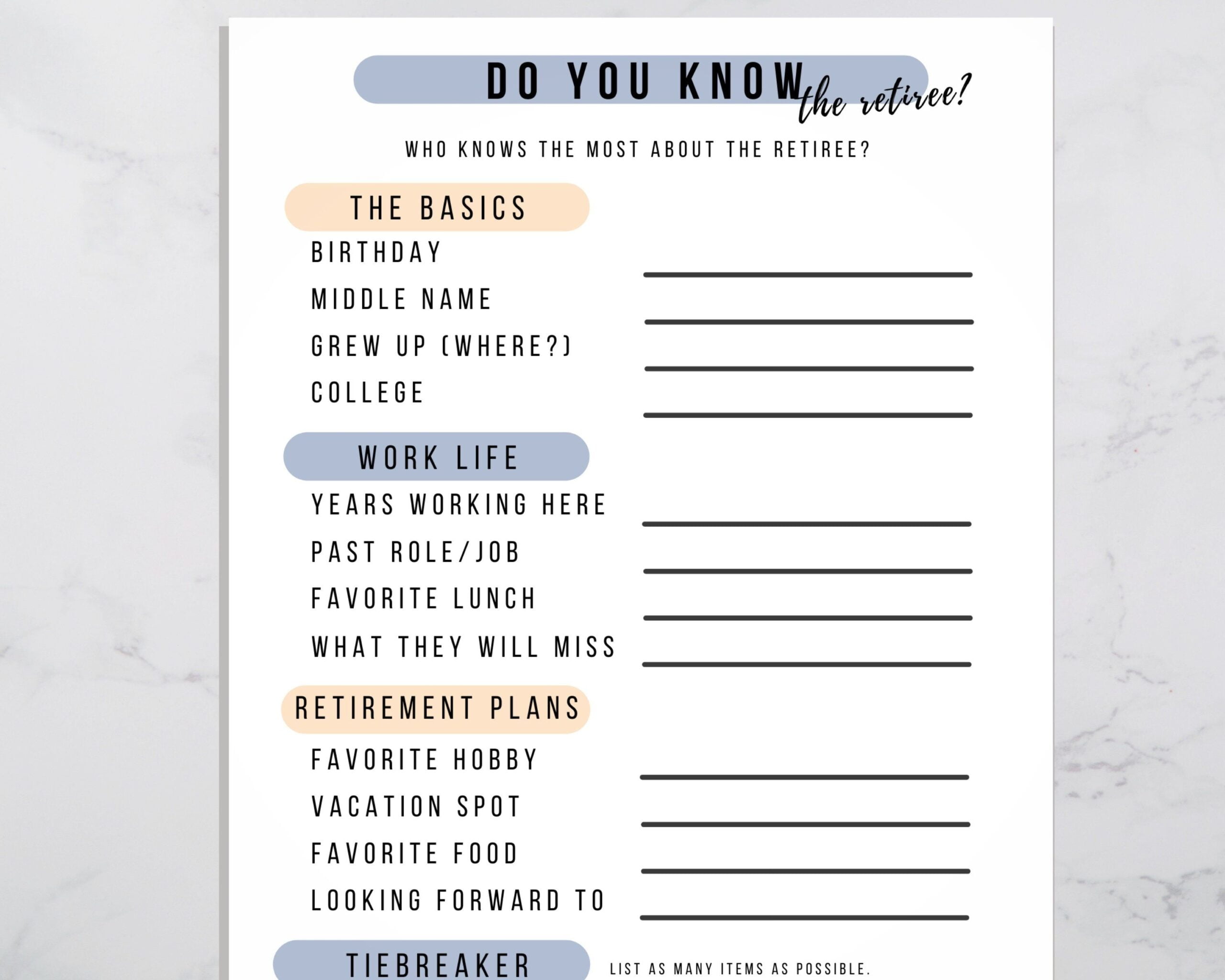 Free Printable Retirement Party Games