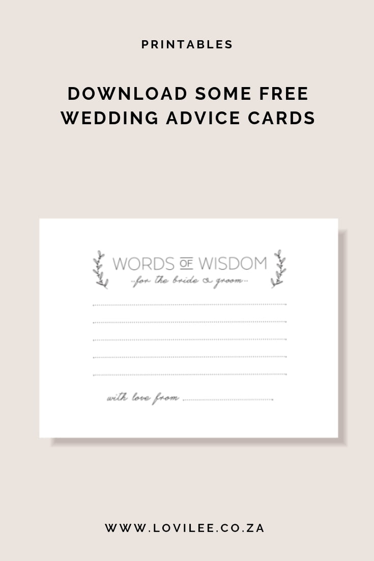 Download Your Free Wedding Advice Cards Printable Lovilee Blog Online Decor Shop 