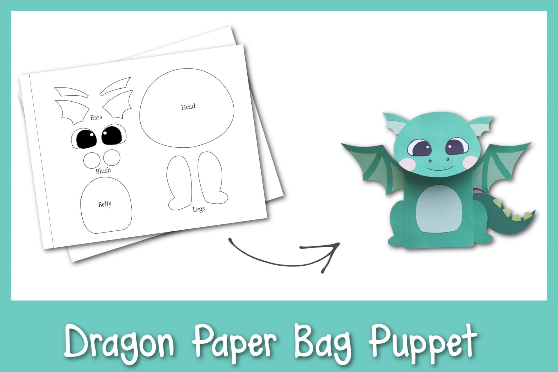 Printable Dragon Paper Bag Puppet Template