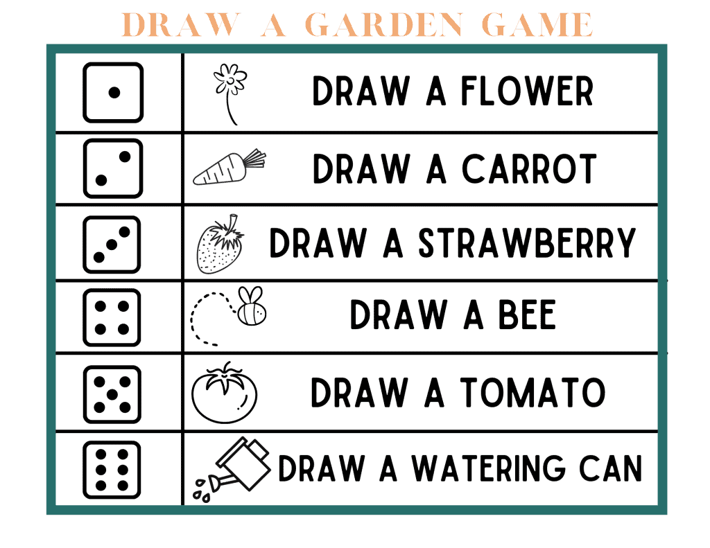 Drawing Garden Game To Print For Kids Roll And Draw Views From A Step Stool