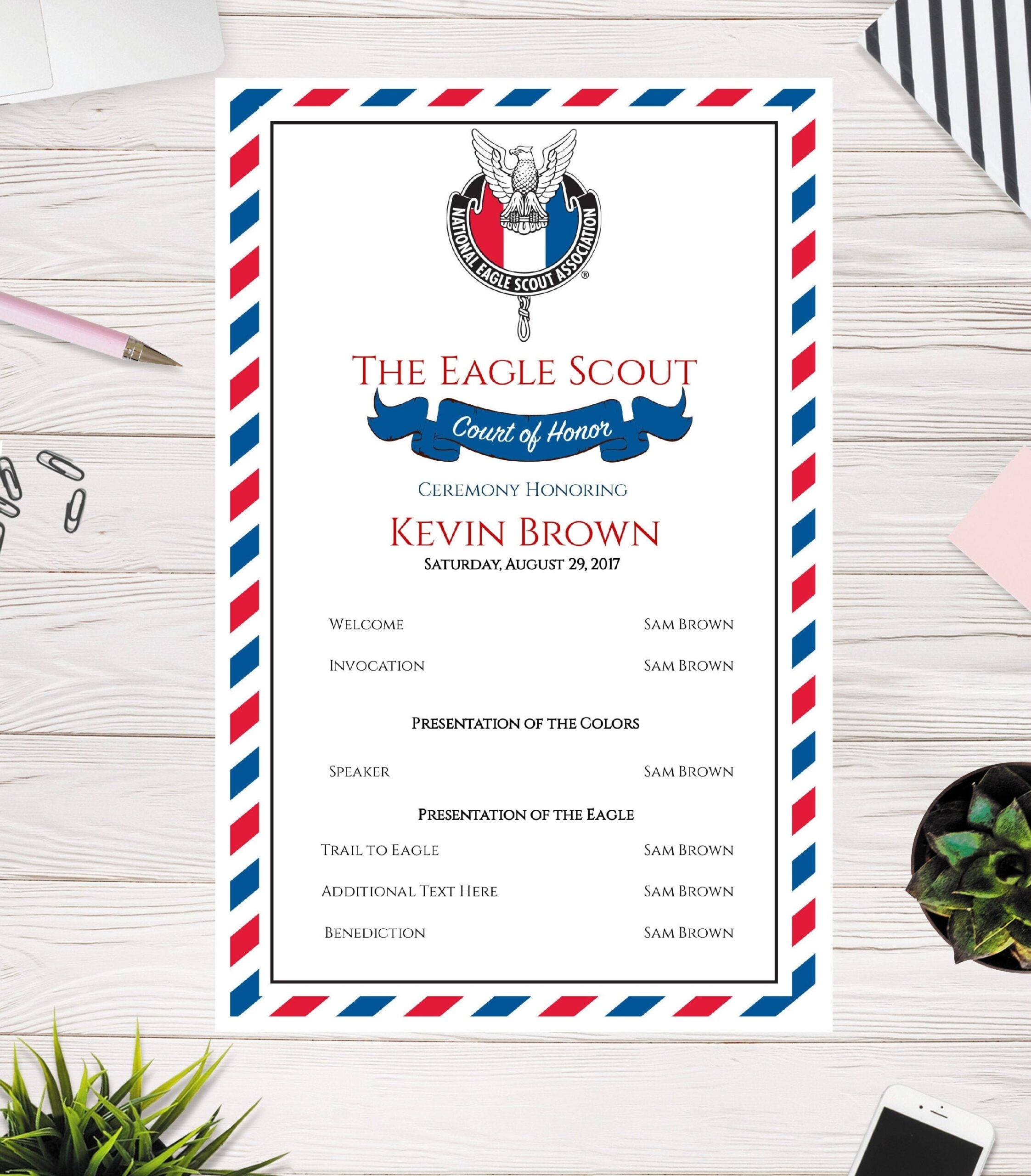 Eagle Scout Court Of Honor Program Boy Scout Program Custom Etsy