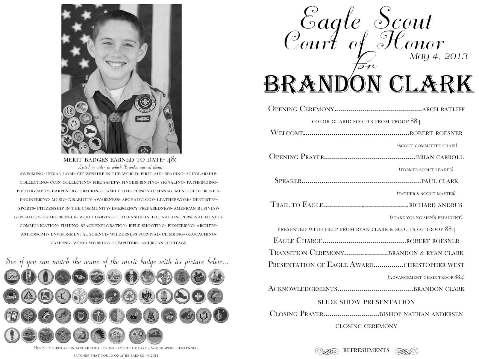 Printable Eagle Scout Court Of Honor Program Template