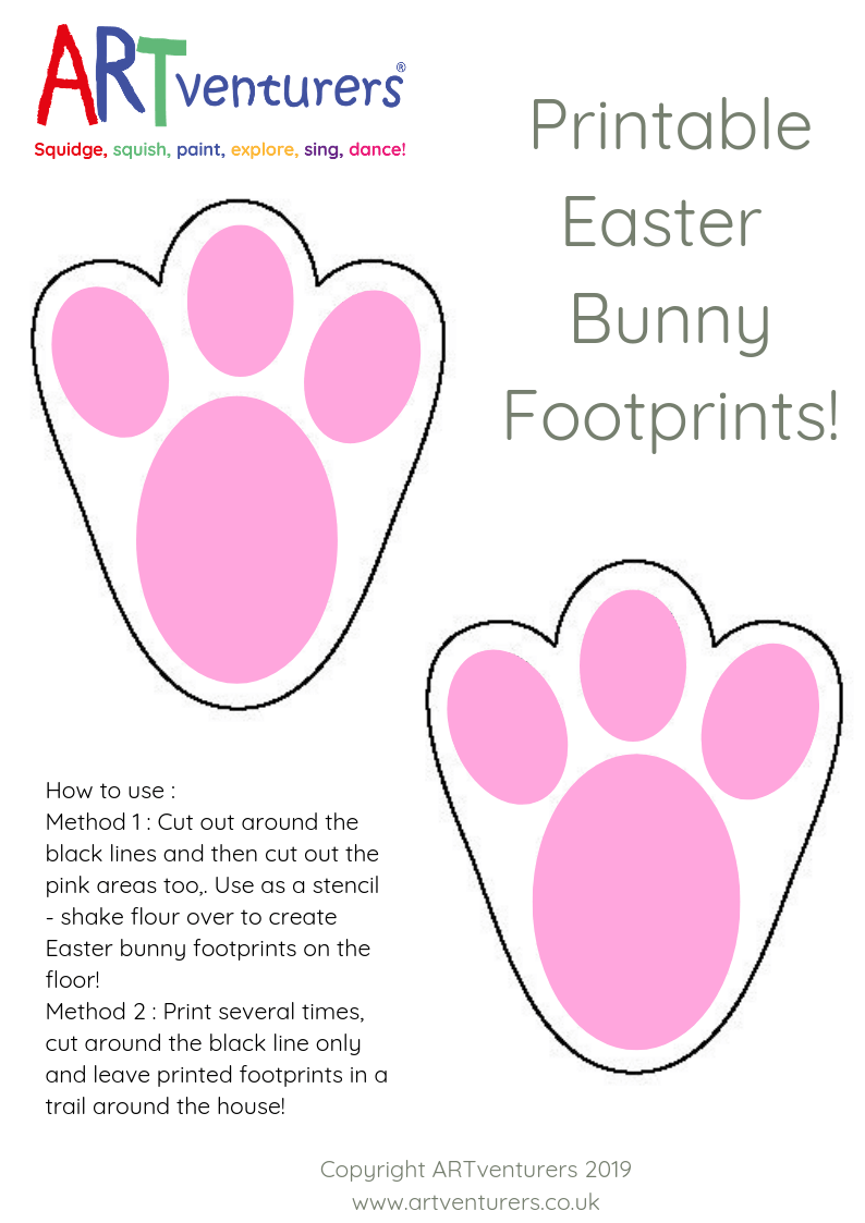 Easter Bunny Footprint Stencil Template 
