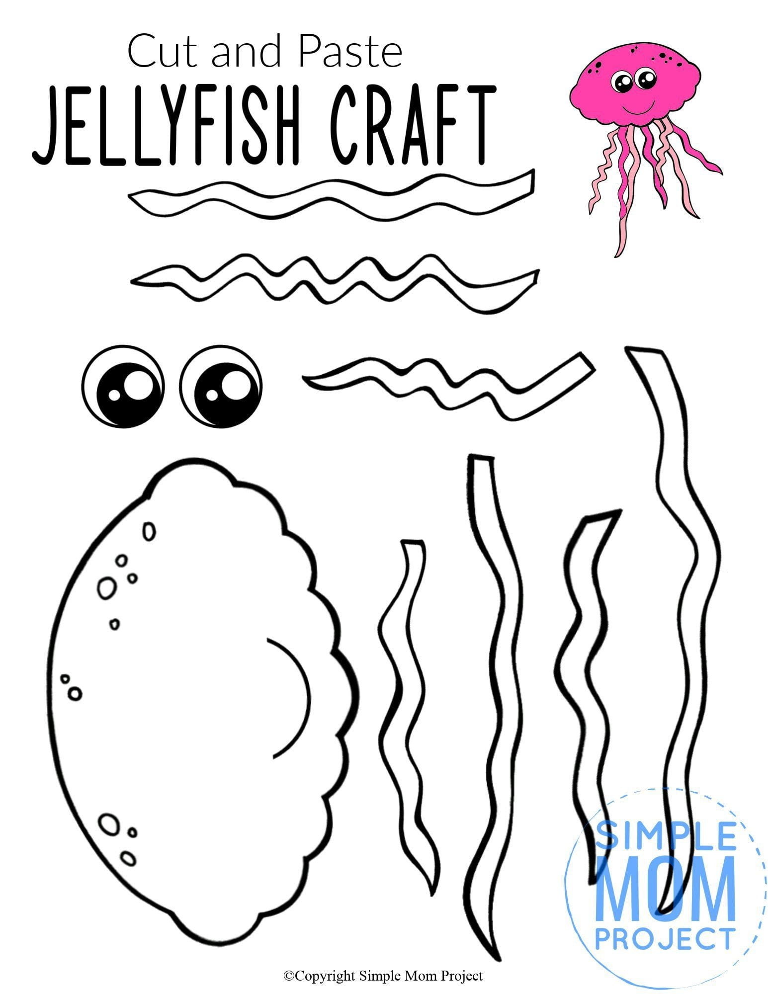 Easy DiY Jellyfish Craft With Free Jellyfish Template Ocean Animal Crafts Jellyfish Craft Animal Crafts For Kids