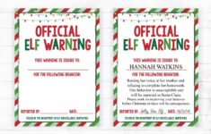 Editable Elf Warning Official Elf Surveillance Elf Warning Etsy Elf Report Card Elf Printables Christmas Elf